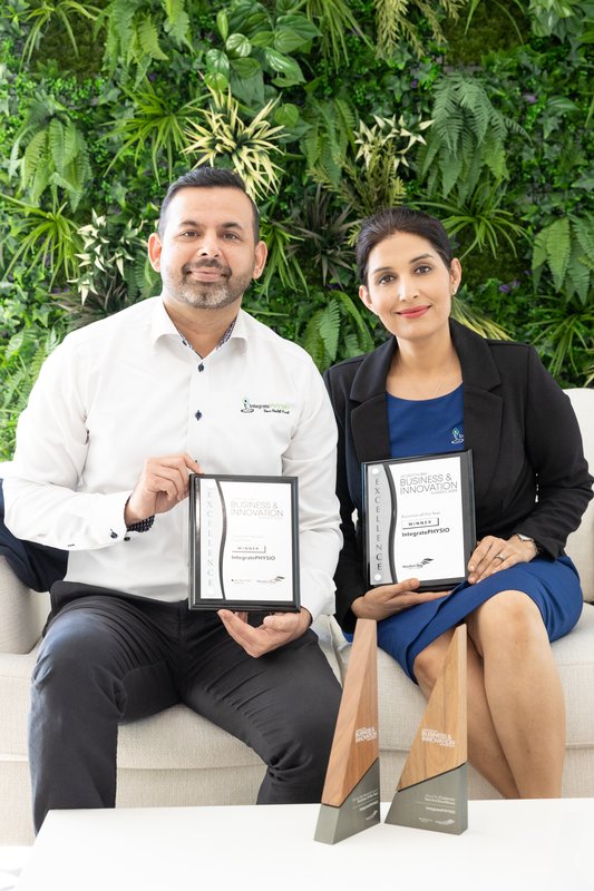 IntegratePHYSIO’s founders with their Business and Innovation awards